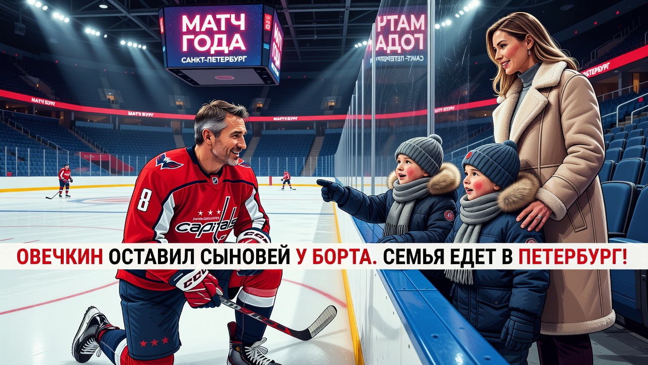 Овечкин оставил сыновей у борта. Семья едет в Петербург!