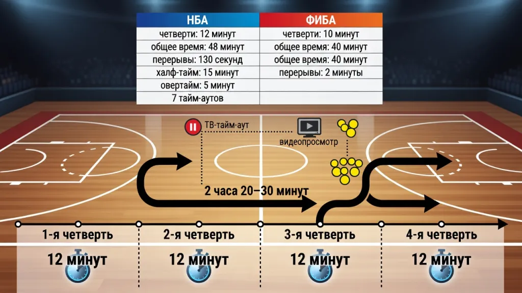 Сколько длится четверть в баскетболе NBA? Длительность матча в NBA и ФИБА, перерывы и овертайм